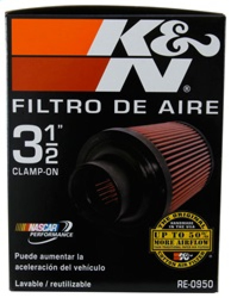 K&N Universal Rubber Filter 3 1/2inch ID FLG / 6inch Base / 4-5/8inch Top / 6inch Height - Blais Performance Parts