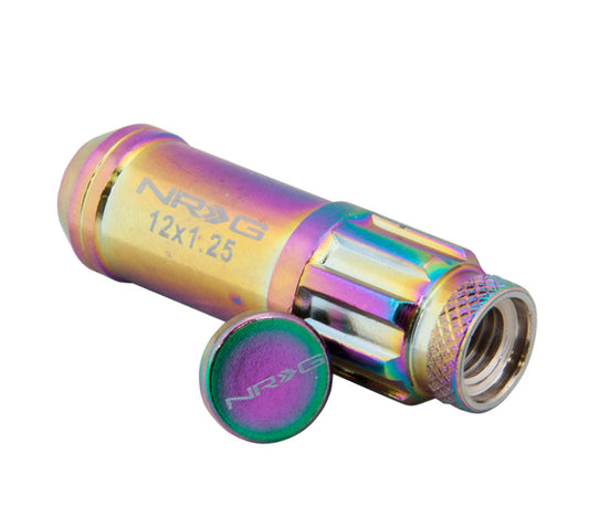 NRG 700 Series M12 X 1.5 Steel Lug Nut w/Dust Cap Cover Set 21 Pc w/Locks & Lock Socket - Neochrome - Blais Performance Parts