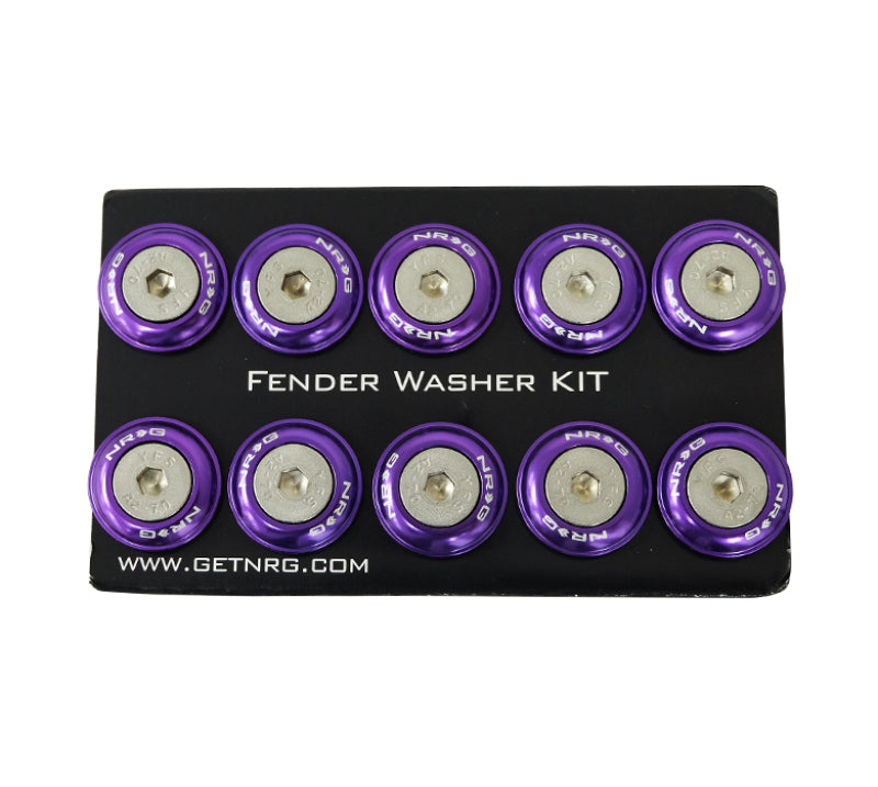 NRG Fender Washer Kit w/Rivets For Plastic (Purple) - Set of 10 - Blais Performance Parts