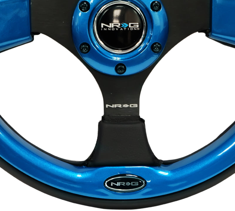 NRG Reinforced Steering Wheel (320mm) Blk w/Blue Trim - Blais Performance Parts