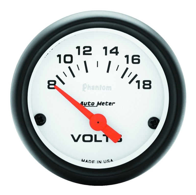 Autometer Phantom 52mm 8-18V Electronic Voltmeter Gauge - Blais Performance Parts