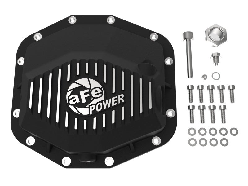 aFe POWER 21-22 Ram 1500 TRX Hemi V8 6.2L (sc) PRO Series Rear Differential Cover Black w/ Machined - Blais Performance Parts