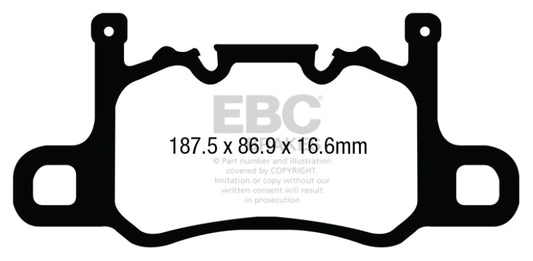 EBC 13-15 Porsche 911 (991) (Cast Iron Rotor only) 3.8 GT3 Yellowstuff Rear Brake Pads - Blais Performance Parts