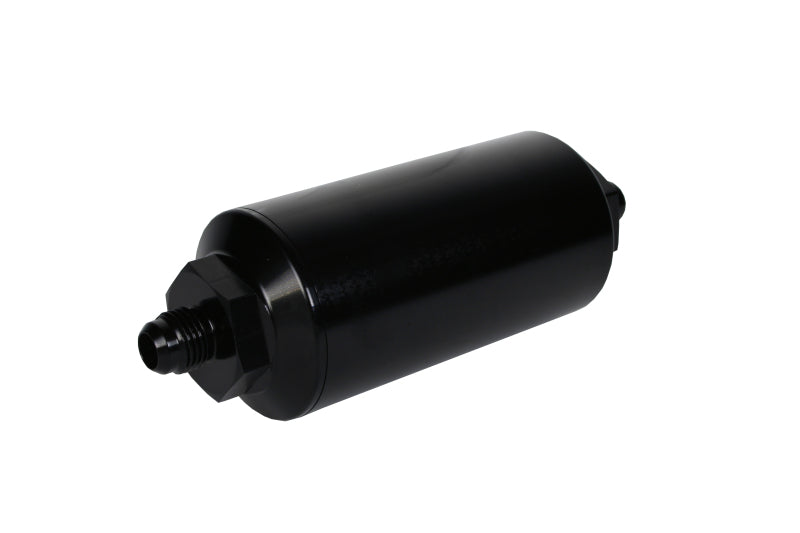 Aeromotive In-Line Filter - (AN-6 Male) 10 Micron Fabric Element Bright Dip Black Finish - Blais Performance Parts