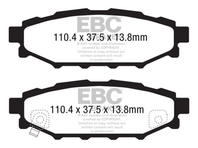 EBC 12+ Subaru BRZ 2.0 (solid rear rotors) Greenstuff Rear Brake Pads - Blais Performance Parts