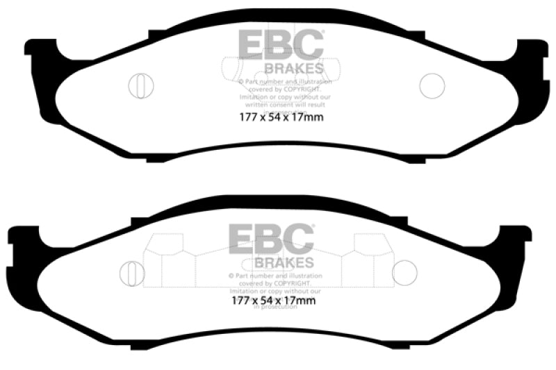 EBC 97-99 Jeep Cherokee 2.5 82mm High Rotors Extra Duty Front Brake Pads - Blais Performance Parts