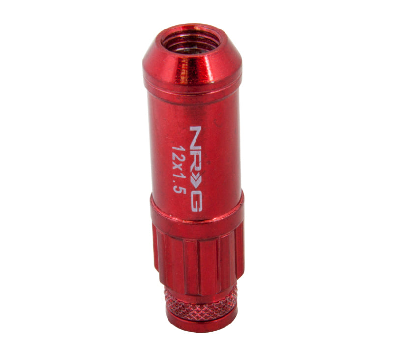 NRG 700 Series M12 X 1.5 Steel Lug Nut w/Dust Cap Cover Set 21 Pc w/Locks & Lock Socket - Red - Blais Performance Parts