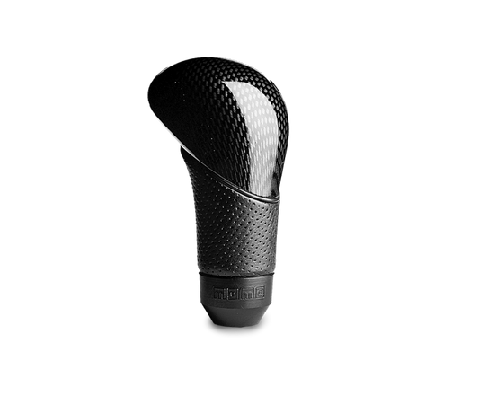 Momo Shadow Shift Knob - Black Airleather, Carbon Effect Insert - Blais Performance Parts