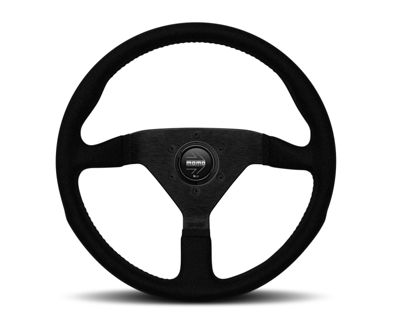 Momo Montecarlo Alcantara Steering Wheel 350 mm - Black/Black Stitch/Black Spokes - Blais Performance Parts