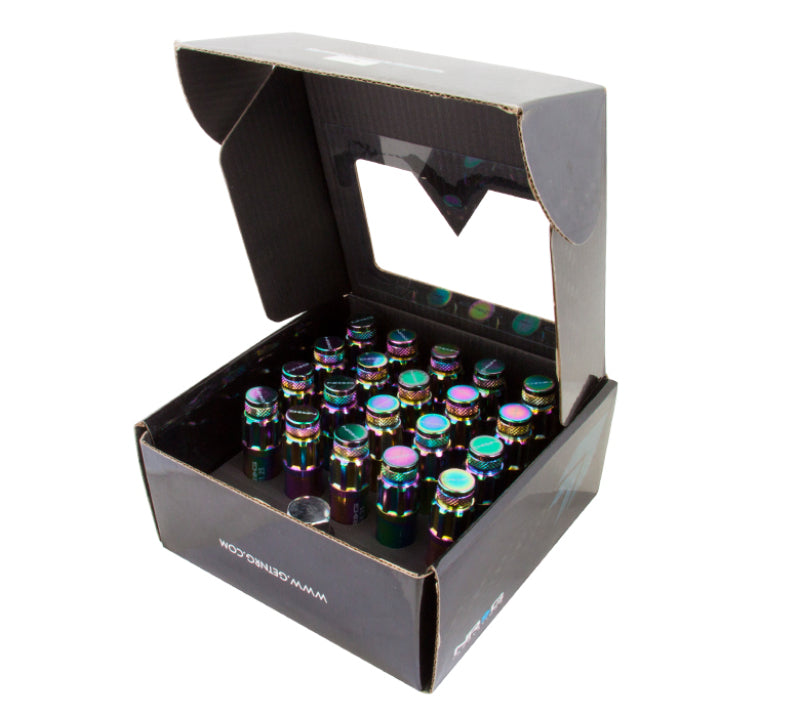 NRG 700 Series M12 X 1.25 Steel Lug Nut w/Dust Cap Cover Set 21 Pc w/Locks & Lock Socket - Neochrome - Blais Performance Parts