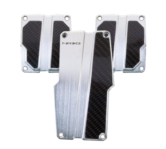 NRG Brushed Aluminum Sport Pedal M/T - Silver w/Black Carbon - Blais Performance Parts