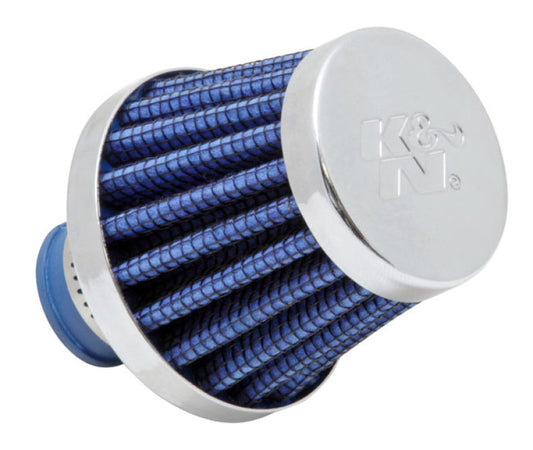 K&N 2in Base OD x .375in Flange ID x 1.75in H Rubber Base Crankcase Vent Filter - Blue - Blais Performance Parts