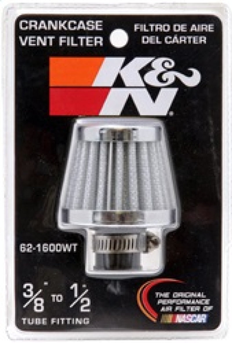 K&N 2in Base OD x .375in Flange ID x 1.75in H Rubber Base Crankcase Vent Filter - White - Blais Performance Parts