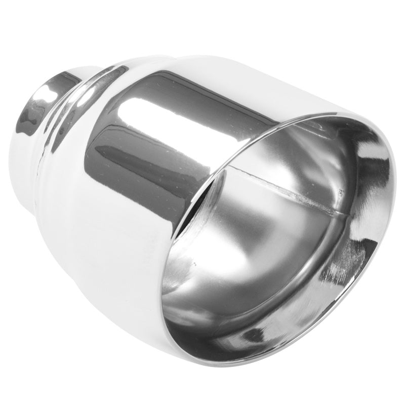 MagnaFlow Tip Stainless Double Wall Round Single Outlet Polished 4.5in DIA 2.5in Inlet 5.75in Length - Blais Performance Parts