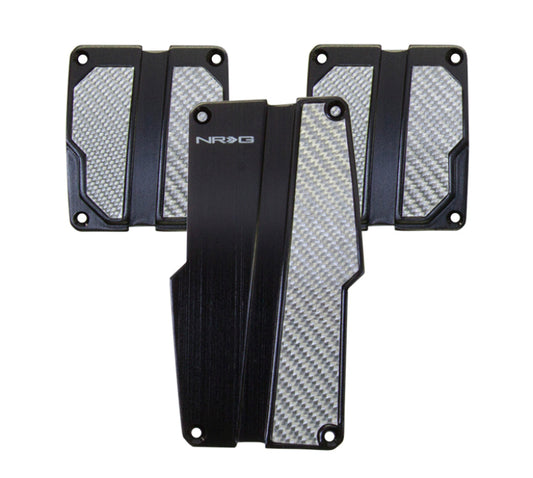 NRG Brushed Aluminum Sport Pedal M/T - Black w/Silver Carbon - Blais Performance Parts