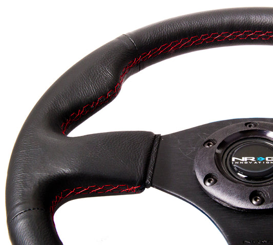 NRG Reinforced Steering Wheel (320mm) Leather w/Red Stitch - Blais Performance Parts