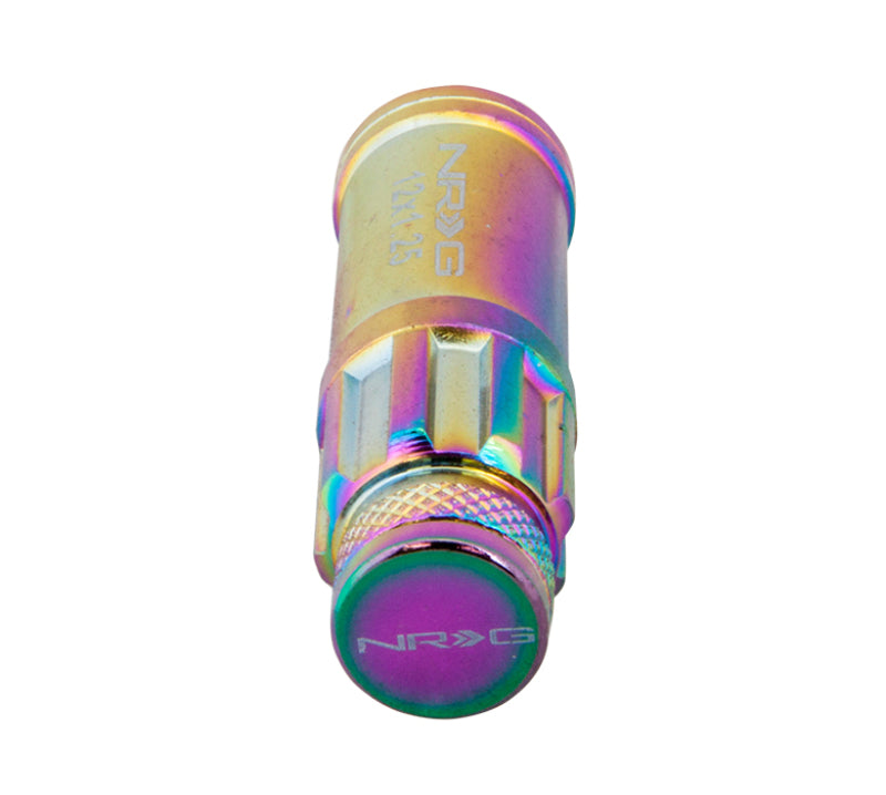 NRG 700 Series M12 X 1.5 Steel Lug Nut w/Dust Cap Cover Set 21 Pc w/Locks & Lock Socket - Neochrome - Blais Performance Parts