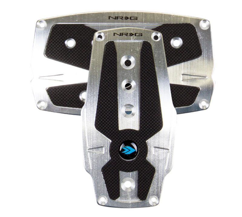 NRG Brushed Aluminum Sport Pedal A/T - Silver w/Black Rubber Inserts - Blais Performance Parts