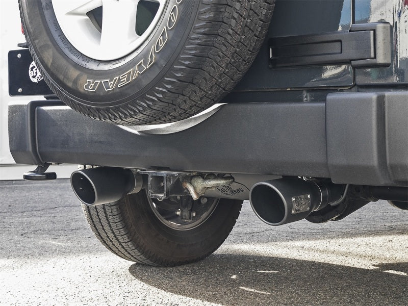 aFe Rebel Series 2.5in 409 SS Cat-Back Exhaust w/ Black Tips 2007+ Jeep Wrangler (JK) V6 3.6L/3.8L - Blais Performance Parts