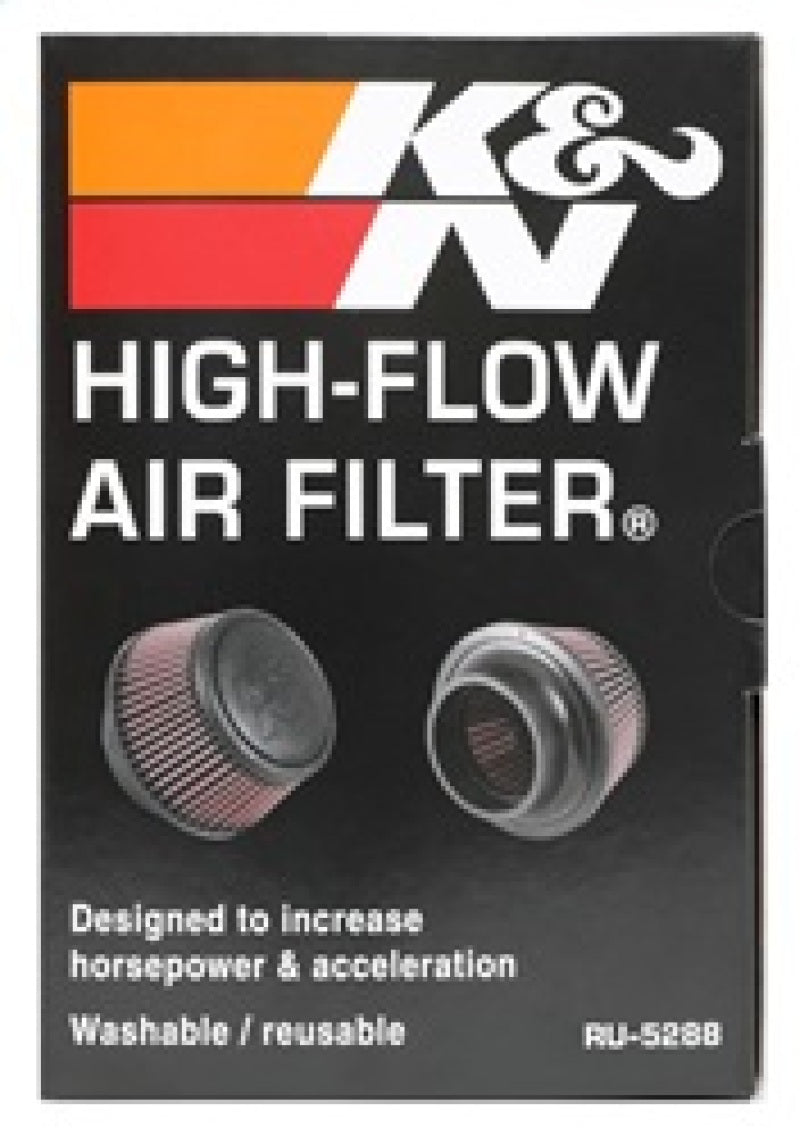 K&N Universal Round Clamp-On Air Filter 3in Flange ID x 6in Base OD x 4.625in Top OD x 3in Height - Blais Performance Parts