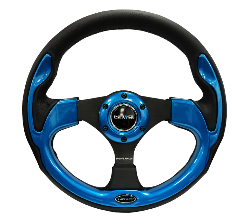 NRG Reinforced Steering Wheel (320mm) Blk w/Blue Trim - Blais Performance Parts