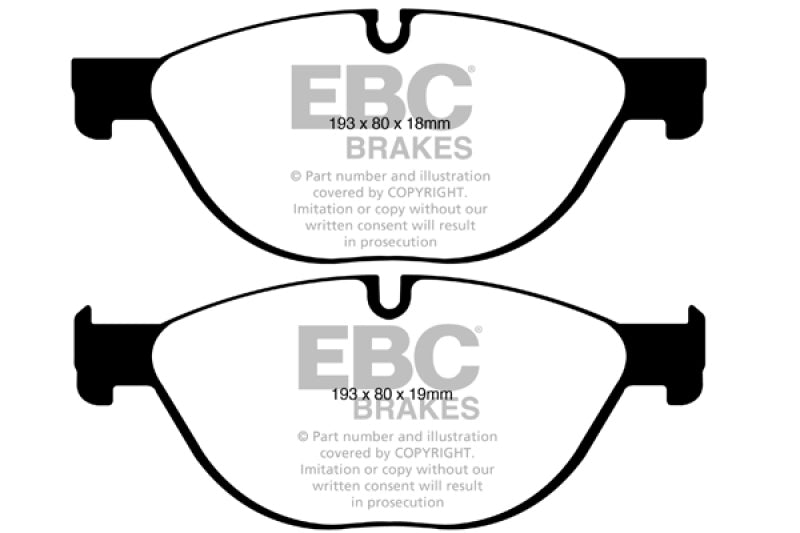 EBC 12-13 BMW 528 2.0 Turbo (F10) Performance Yellowstuff Front Brake Pads - Blais Performance Parts