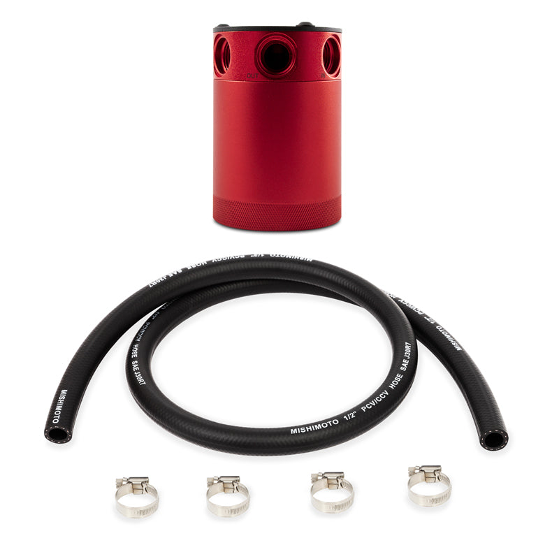 Mishimoto Compact Baffled Oil Catch Can 3-Port - Red - Blais Performance Parts