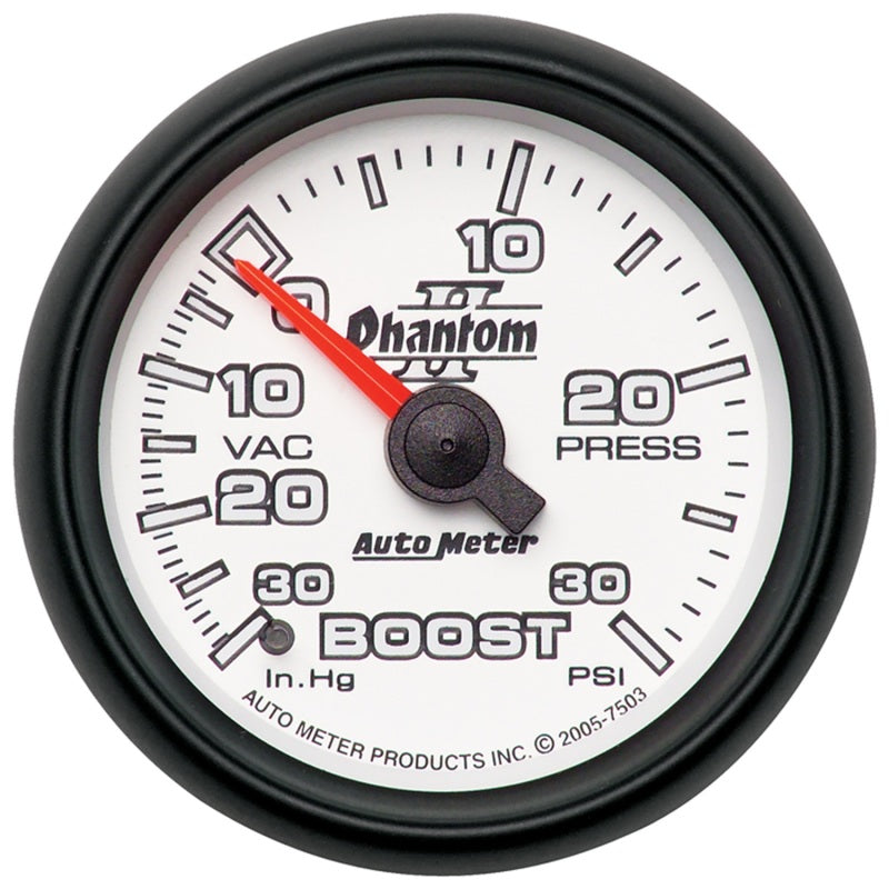 Autometer Phantom II 52.4mm Mechanical Vacuum / Boost Gauge 30 In. HG/30 PSI - Blais Performance Parts