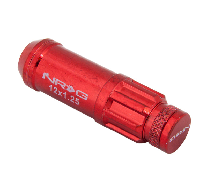 NRG 700 Series M12 X 1.25 Steel Lug Nut w/Dust Cap Cover Set 21 Pc w/Locks & Lock Socket - Red - Blais Performance Parts