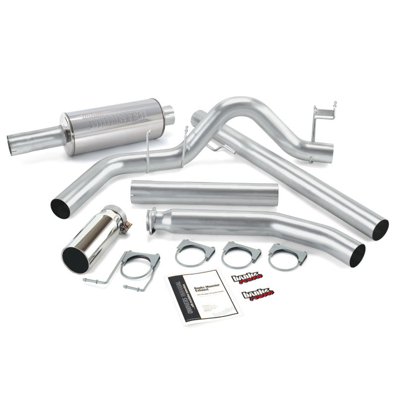 Banks Power 98-02 Dodge 5.9L Ext Cab Monster Exhaust System - SS Single Exhaust w/ Chrome Tip - Blais Performance Parts