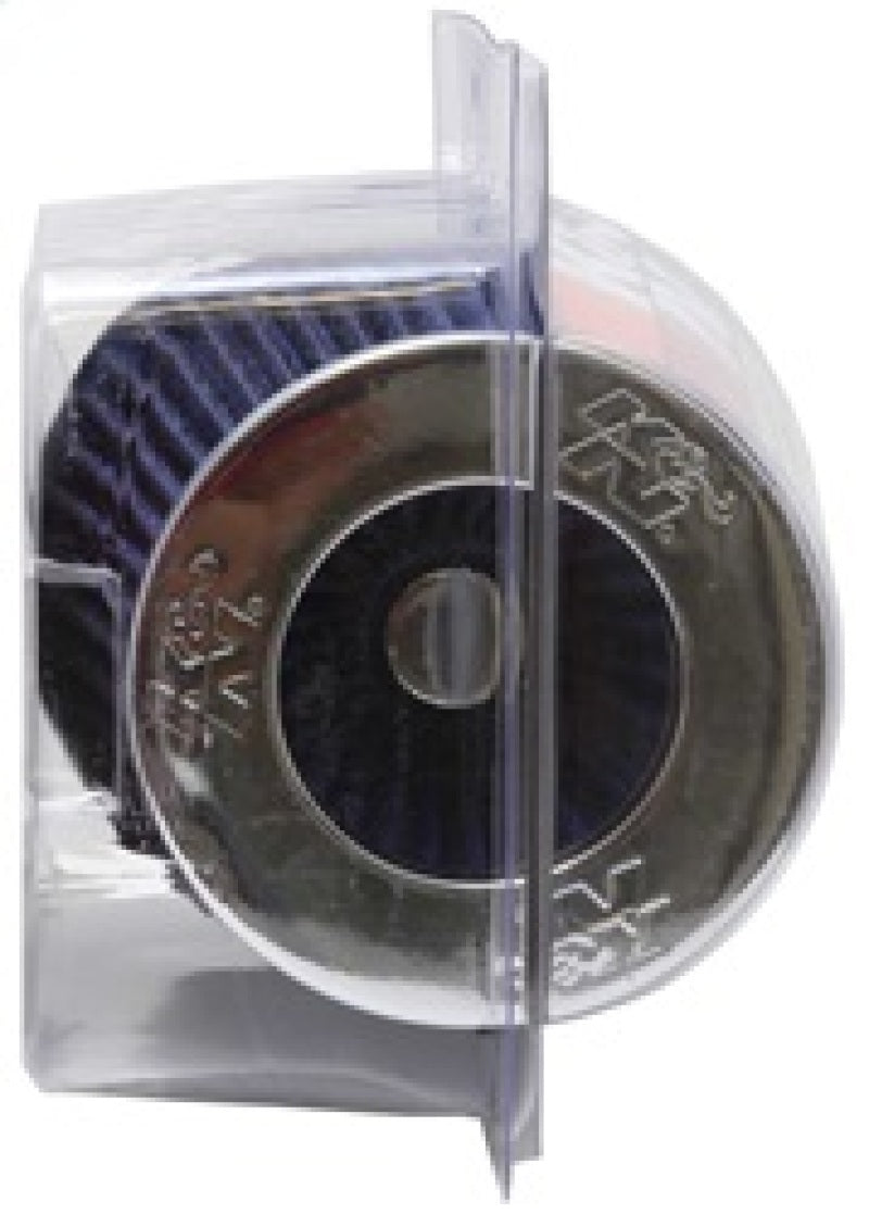 K&N Universal Air Filter Chrome Round Tapered Blue - 4in Flange ID x 1.125in Flange Length x 5.5in H - Blais Performance Parts