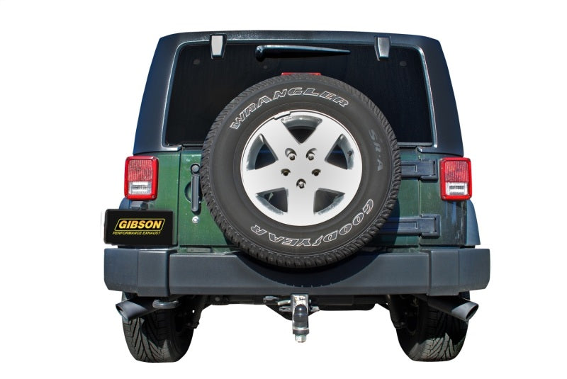 Gibson 10-11 Jeep Wrangler JK Sport 3.8L 2.5in Cat-Back Dual Extreme Exhaust - Black Elite (Ceramic) - Blais Performance Parts