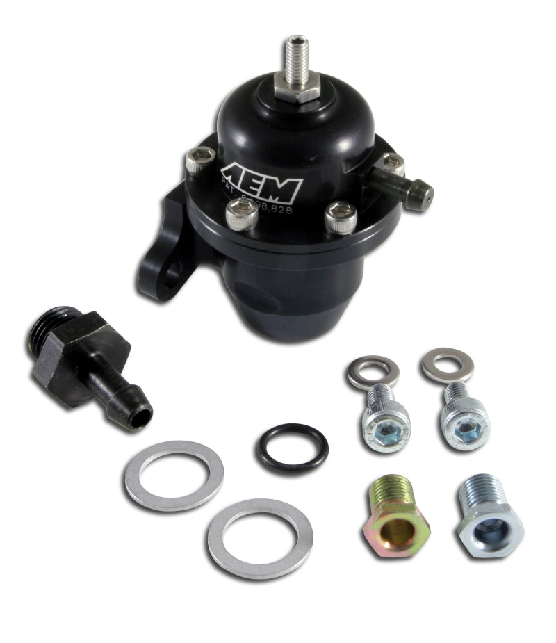 AEM 98-99 Acura CL / 00-05 S2000 / 98-02 Accord / 96-00 Civic Black Adjustable Fuel Pressure Regulat - Blais Performance Parts