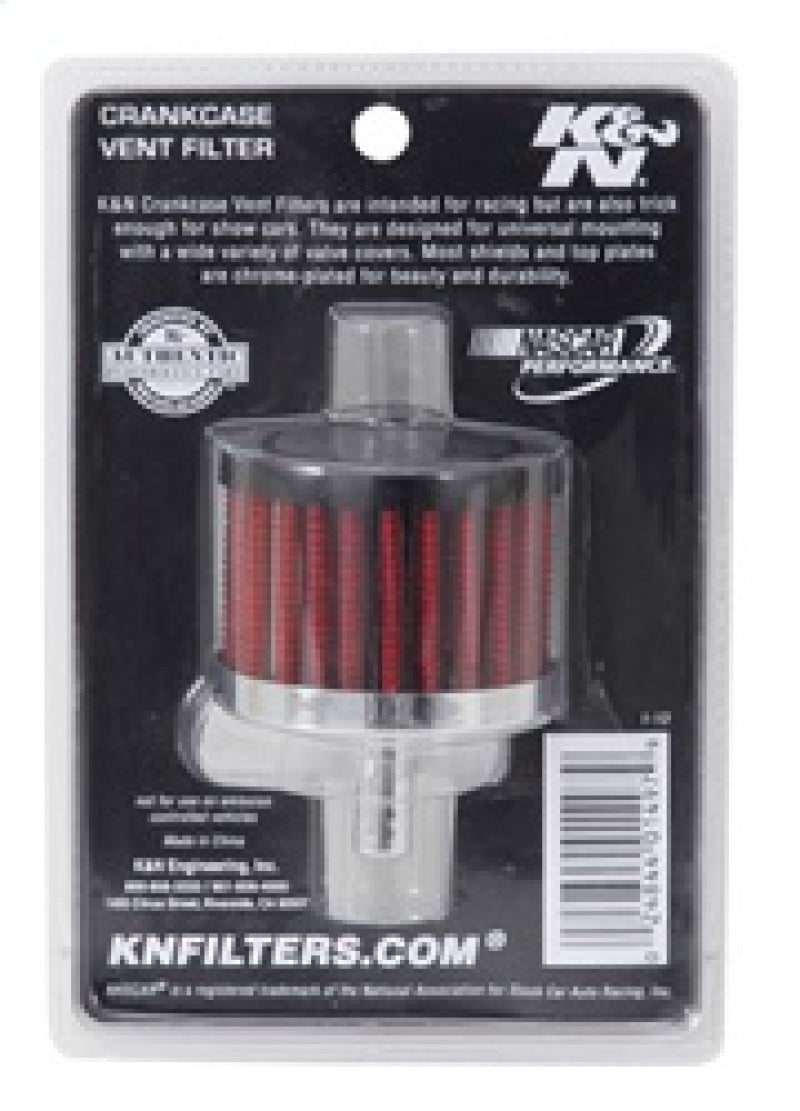 K&N Steel Base Crankcase Vent Filter 0.375in Vent OD x 2in OD x 1.5in Height - Blais Performance Parts