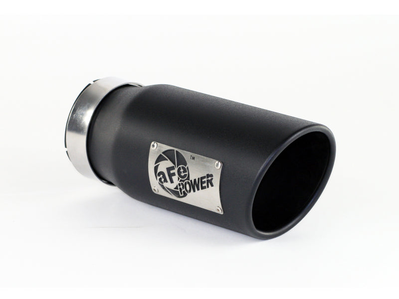 aFe Power Diesel Exhaust Tip Black- 4 in In x 5 out X 12 in Long Bolt On (Right) - Blais Performance Parts