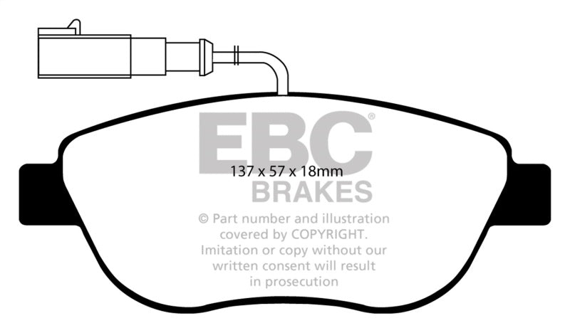 EBC 12+ Fiat 500 1.4 Turbo Abarth Yellowstuff Front Brake Pads - Blais Performance Parts