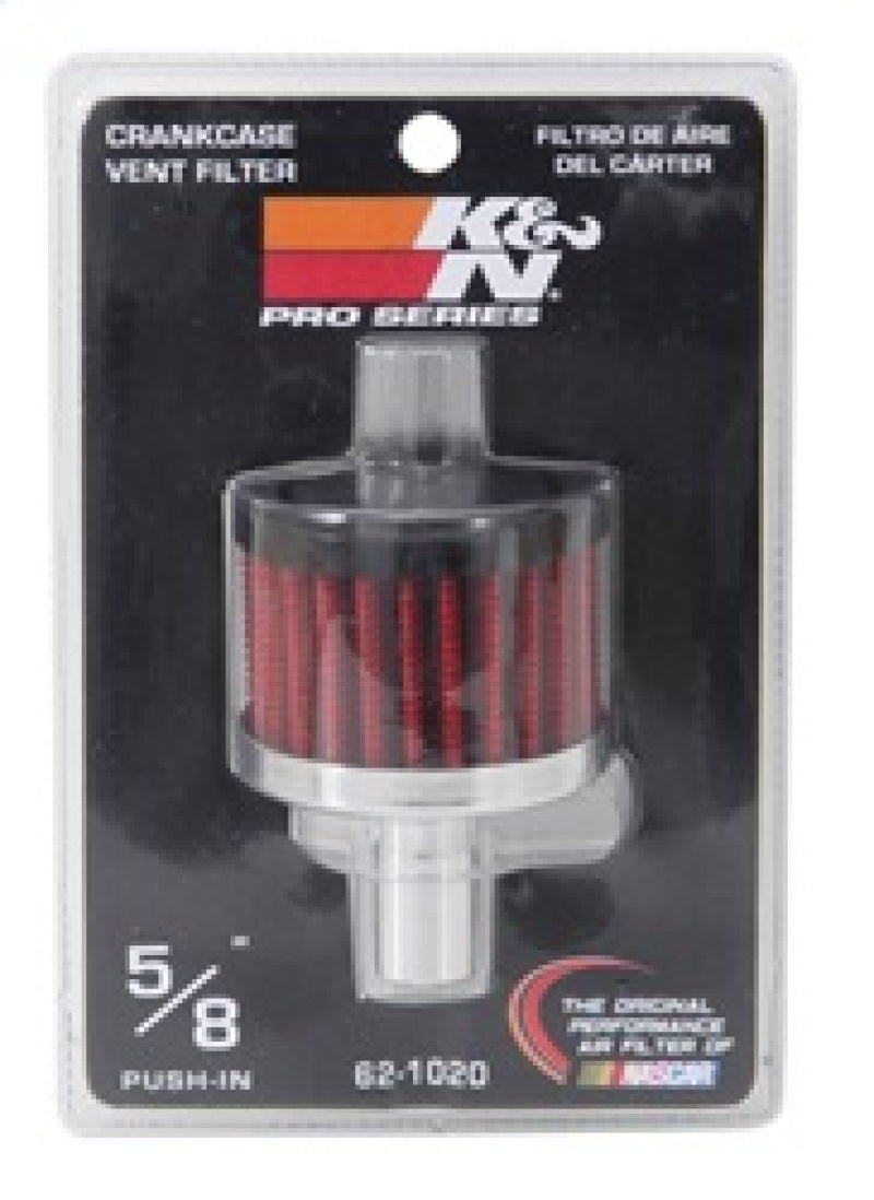 K&N Steel Base Crankcase Vent Filter .625in Vent OD x 2in OD x 1.5in Height - Blais Performance Parts