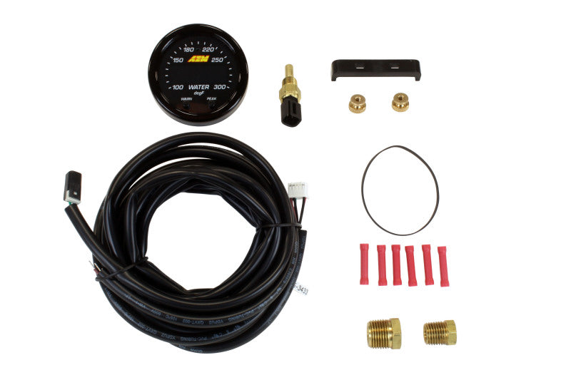 AEM X-Series Temperature 100-300F Gauge Kit (ONLY Black Bezel and Water Temp. Faceplate) - Blais Performance Parts