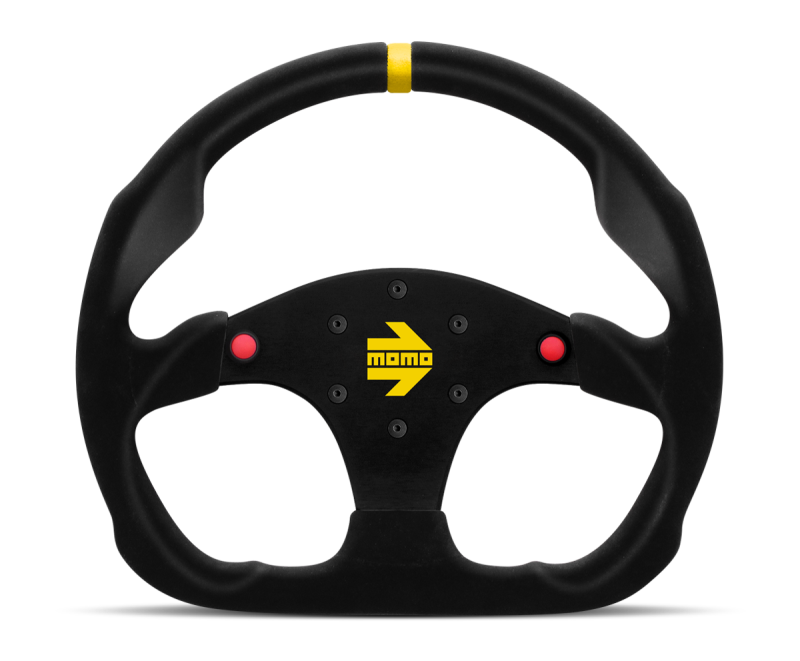 Momo MOD30 Buttons Steering Wheel 320 mm -  Black Suede/Black Spokes/1 Stripe - Blais Performance Parts