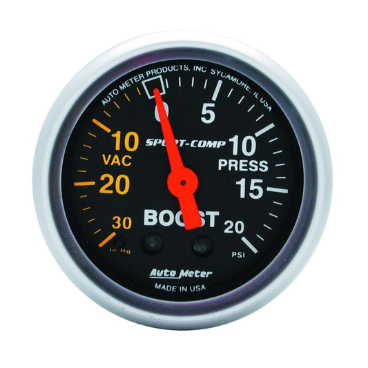 Autometer Sport-Comp 52mm 20 PSI Mechanical Boost Gauge - Blais Performance Parts