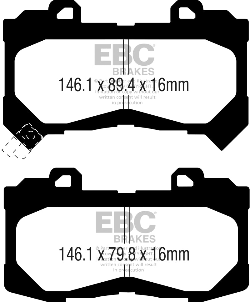 EBC 15+ Chevrolet Colorado 2.5 Yellowstuff Front Brake Pads - Blais Performance Parts