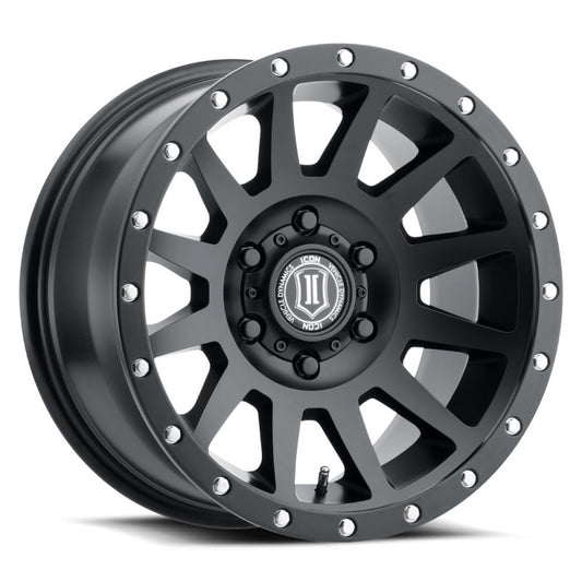 ICON Compression 17x8.5 6x5.5 0mm Offset 4.75in BS 106.1mm Bore Satin Black Wheel - Blais Performance Parts