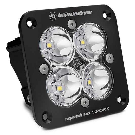 Baja Designs Squadron Sport Work/Scene Pattern Black Flush Mount LED Light Pod - Clear - Blais Performance Parts