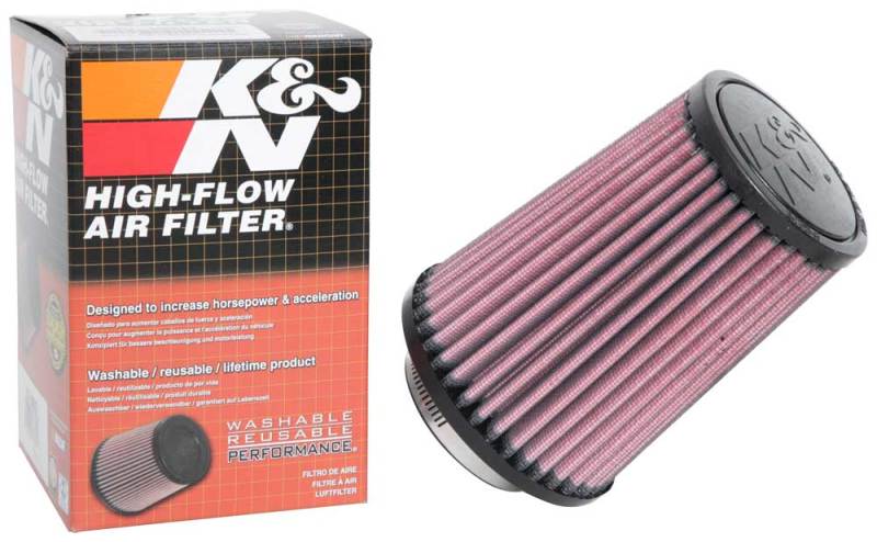 K&N Universal Rubber Filter 2-1/2in Flg / 4-1/2in OD B / 3-1/2in OD T / 6in H - Black Top - Blais Performance Parts