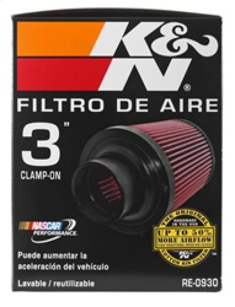 K&N Universal Rubber Filter - Round Tapered 6in Base OD x 3in Flange ID x 6in H - Blais Performance Parts