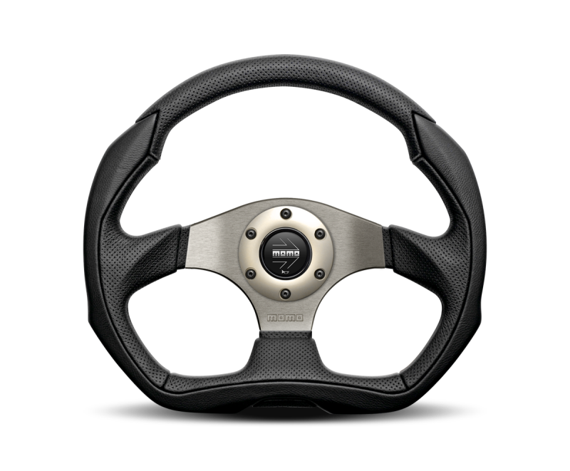 Momo Eagle Steering Wheel 350 mm - Black Leather/Anth Spokes - Blais Performance Parts