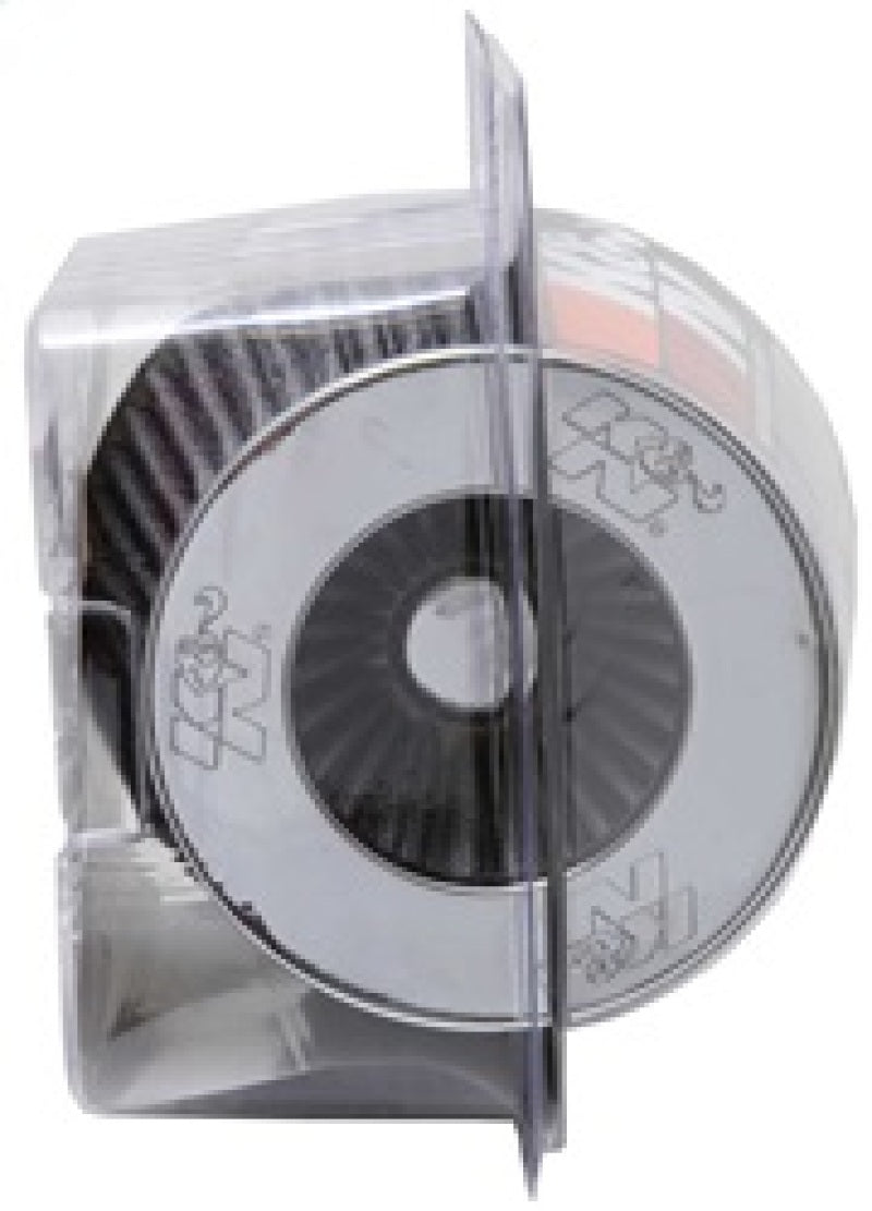 K&N Universal Filter Chrome Round Tapered White - 4in Flange ID x 1.125in Flange Length x 5.5in H - Blais Performance Parts