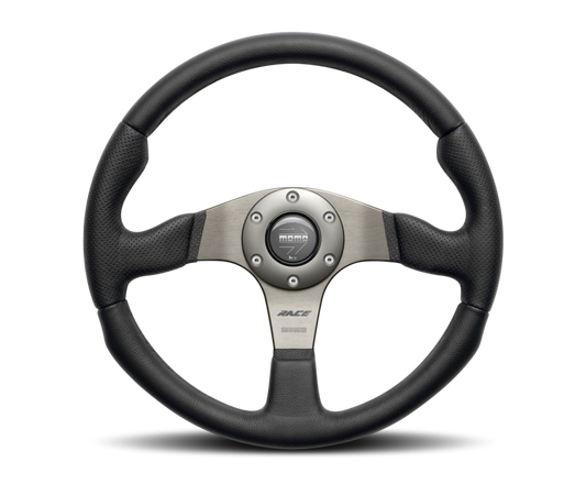 Momo Race Steering Wheel 350 mm - Black Leather/Anth Spokes - Blais Performance Parts