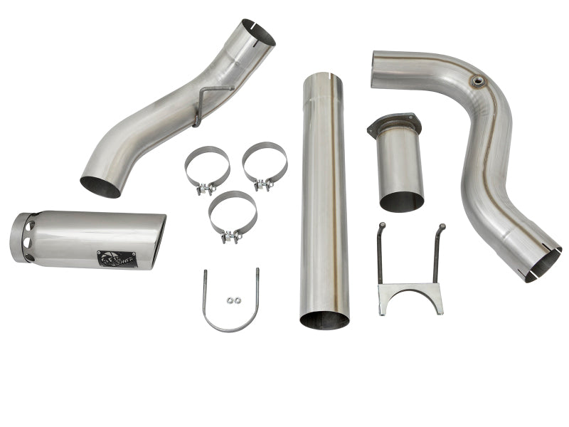 aFe LARGE BORE HD 5in 409-SS DPF-Back Exhaust w/Polished Tip 2017 Ford Diesel Trucks V8 6.7L (td) - Blais Performance Parts