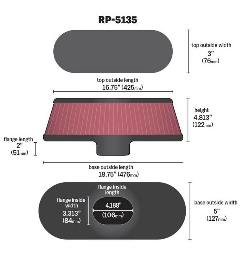 K&N Air Filter with Carbon Fiber Top and Base - Blais Performance Parts